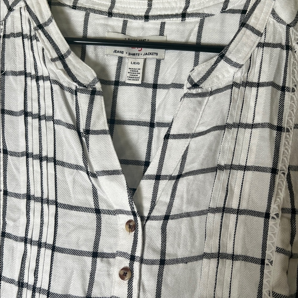 Wrangler Black and White Grid Blouse size Large - Picture 3 of 5